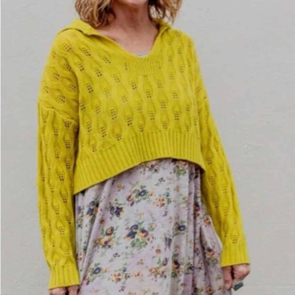 Chartreuse green cropped sweater